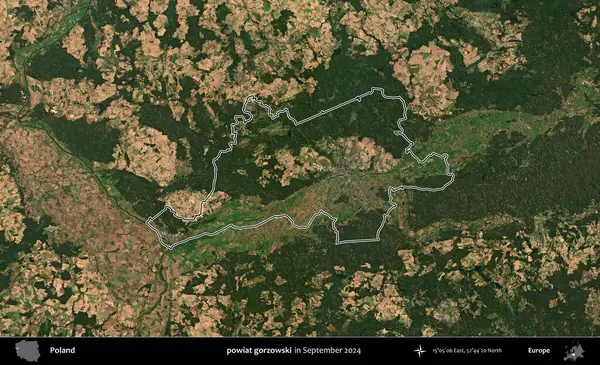 powiat gorzowski. Eylül 2024 'te çekilen Kopernik Nöbetçi karolarından oluşan bir uydu görüntüsünde Polonya' nın idari bölgesinin ana hatları belirlendi