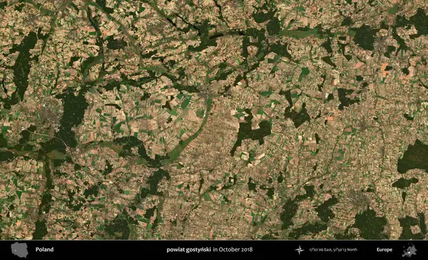 powiat gostynski. Polonya 'nın idari bölgesi, Ekim 2018' de çekilen Kopernik Sentinel karolarından oluşan bir uydu görüntüsü üzerine kurulmuştur.