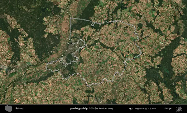 powiat grudziadzki. Eylül 2024 'te çekilen Kopernik Nöbetçi karolarından oluşan bir uydu görüntüsünde Polonya' nın idari bölgesinin ana hatları belirlendi