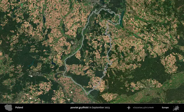 powiat gryfinski. Eylül 2023 'te çekilen Copernicus Sentinel karolarından oluşan bir uydu görüntüsü üzerine Polonya' nın idari bölgesinin ana hatlarını belirledik.