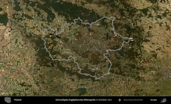 Gornoslasko-Zaglebiowska Metropoliası. Polonya 'nın idari bölgesini, Ekim 2021' de çekilen Kopernik Nöbetçi karolarından oluşan bir uydu görüntüsüne göre özetledik.