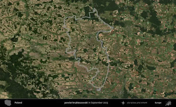 powiat hrubieszowski. Eylül 2023 'te çekilen Copernicus Sentinel karolarından oluşan bir uydu görüntüsü üzerine Polonya' nın idari bölgesinin ana hatlarını belirledik.