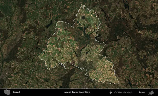 powiat ilawski. Polonya 'nın idari alanı, Nisan 2019' da çekilen Kopernik Nöbetçi karolarından oluşan koyu renkli bir uydu görüntüsü üzerine vurgulandı ve özetlendi.