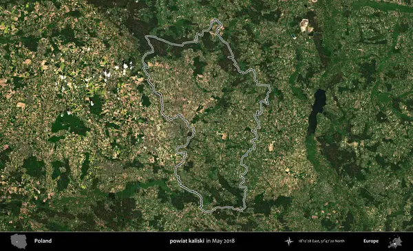 powiat kaliski. Mayıs 2018 'de çekilen Kopernik Nöbetçi karolarından oluşan bir uydu görüntüsü üzerine Polonya' nın idari bölgesinin ana hatlarını belirledik.