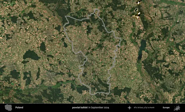 powiat kaliski. Eylül 2024 'te çekilen Kopernik Nöbetçi karolarından oluşan bir uydu görüntüsünde Polonya' nın idari bölgesinin ana hatları belirlendi