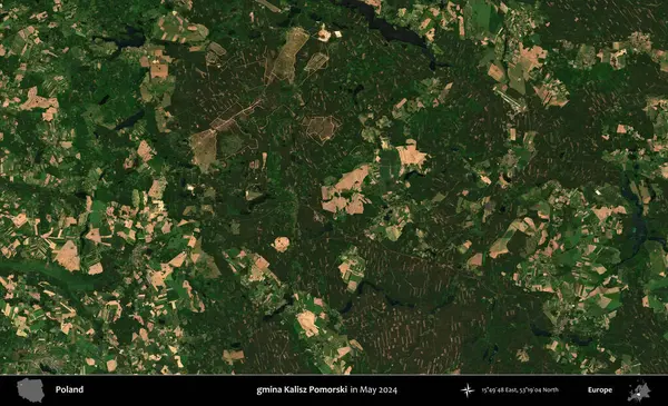gmina Kalisz Pomorski. Mayıs 2024 'te Copernicus Sentinel karolarından oluşan uydu görüntüsü üzerine Polonya' nın idari bölgesi