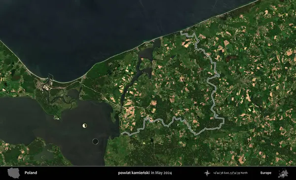 powiat kamienski. Mayıs 2024 'te çekilen Kopernik Nöbetçi karolarından oluşan bir uydu görüntüsünde Polonya' nın idari bölgesinin ana hatları belirlendi
