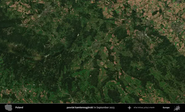 powiat kamiennogorski. Eylül 2023 'te Copernicus Sentinel karolarından oluşan uydu görüntüsü üzerine Polonya' nın idari bölgesi