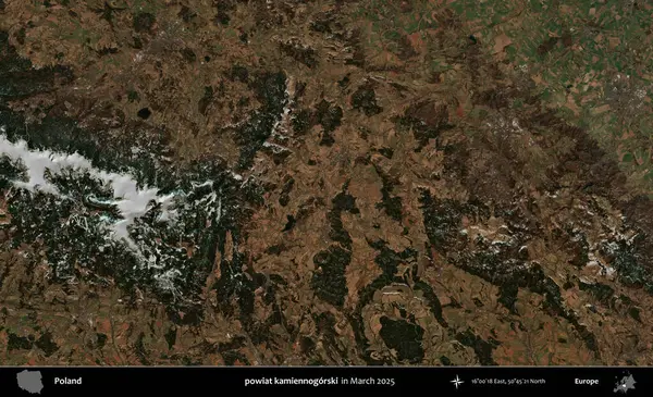powiat kamiennogorski. Copernicus Sentinel 'in Mart 2025' te çekilmiş uydu görüntüsü üzerine Polonya 'nın idari bölgesi