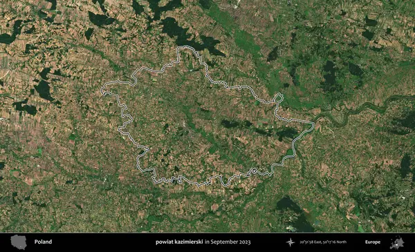 powiat kazimierski. Eylül 2023 'te çekilen Copernicus Sentinel karolarından oluşan bir uydu görüntüsü üzerine Polonya' nın idari bölgesinin ana hatlarını belirledik.