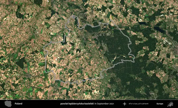 powiat kedzierzynsko-kozielski. Eylül 2021 'de çekilen Copernicus Sentinel karolarından oluşan bir uydu görüntüsü üzerine Polonya' nın idari bölgesinin ana hatlarını belirledik.