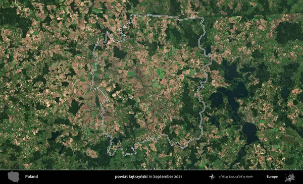 powiat ketrzynski. Eylül 2021 'de çekilen Copernicus Sentinel karolarından oluşan bir uydu görüntüsü üzerine Polonya' nın idari bölgesinin ana hatlarını belirledik.