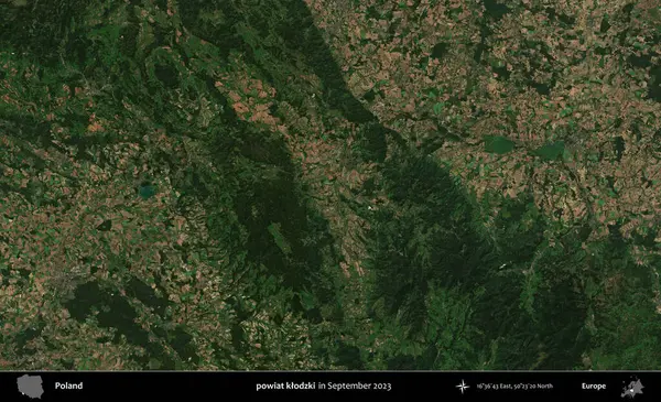 powiat klodzki. Eylül 2023 'te Copernicus Sentinel karolarından oluşan uydu görüntüsü üzerine Polonya' nın idari bölgesi