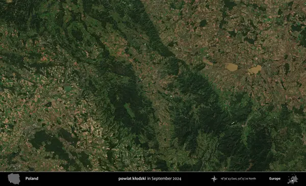 powiat klodzki. Eylül 2024 'te çekilen Kopernik Sentinel karolarından oluşan uydu görüntüsü üzerine Polonya' nın idari bölgesi