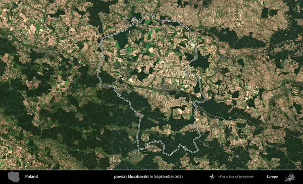 powiat kluczborski. Eylül 2021 'de çekilen Copernicus Sentinel karolarından oluşan bir uydu görüntüsü üzerine Polonya' nın idari bölgesinin ana hatlarını belirledik.