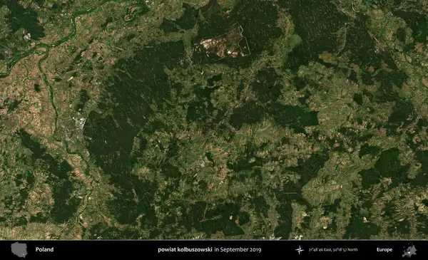 powiat kolbuszowski. Eylül 2019 'da çekilen Kopernik Sentinel karolarından oluşan uydu görüntüsü üzerine Polonya' nın idari bölgesi