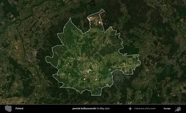 powiat kolbuszowski. Polonya 'nın idari alanı, Mayıs 2021' de çekilen Kopernik Nöbetçi karolarından oluşan koyu renkli bir uydu görüntüsüyle vurgulandı ve özetlendi