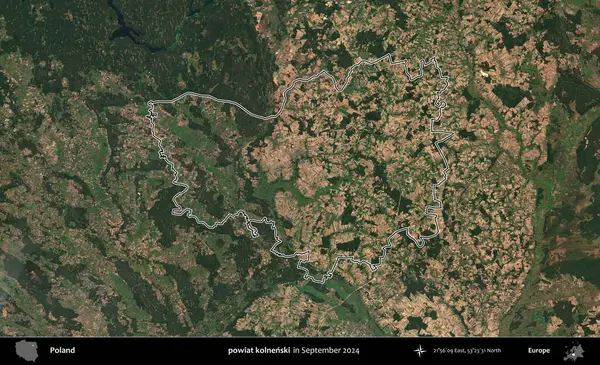 powiat kolnenski. Eylül 2024 'te çekilen Kopernik Nöbetçi karolarından oluşan bir uydu görüntüsünde Polonya' nın idari bölgesinin ana hatları belirlendi