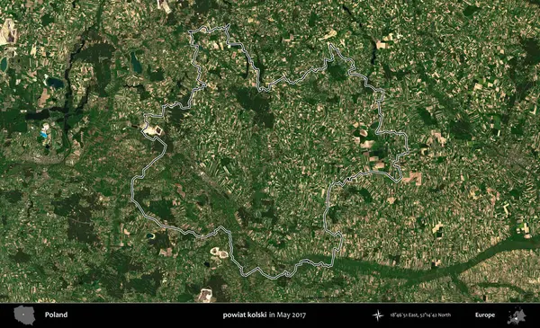 powiat kolski. Mayıs 2017 'de çekilen Kopernik Nöbetçi karolarından oluşan bir uydu görüntüsü üzerine Polonya' nın idari bölgesinin ana hatlarını belirledik.