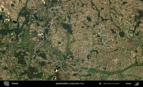 powiat kolski. Eylül 2024 'te çekilen Kopernik Nöbetçi karolarından oluşan bir uydu görüntüsünde Polonya' nın idari bölgesinin ana hatları belirlendi