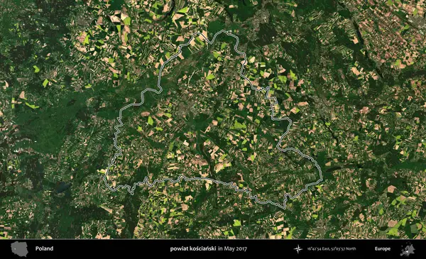 powiat koscianski. Mayıs 2017 'de çekilen Kopernik Nöbetçi karolarından oluşan bir uydu görüntüsü üzerine Polonya' nın idari bölgesinin ana hatlarını belirledik.