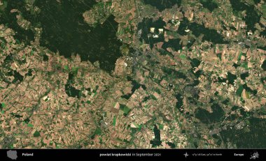 powiat krapkowicki. Copernicus Sentinel 'in Eylül 2021' de çekilen uydu görüntüsü üzerine Polonya 'nın idari bölgesi