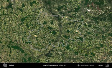 powiat krasnostawski. Mayıs 2017 'de çekilen Kopernik Nöbetçi karolarından oluşan bir uydu görüntüsü üzerine Polonya' nın idari bölgesinin ana hatlarını belirledik.
