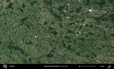powiat krasnostawski. Copernicus Sentinel 'in Haziran 2018' de çekilmiş uydu görüntüsü üzerine Polonya 'nın idari bölgesi