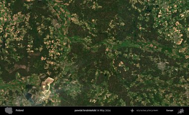 powiat krosnienski. Mayıs 2024 'te Copernicus Sentinel karolarından oluşan uydu görüntüsü üzerine Polonya' nın idari bölgesi