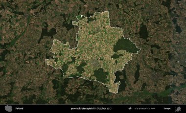 powiat krotoszynski. Polonya 'nın idari alanı, Ekim 2017' de çekilen Kopernik Nöbetçi karolarından oluşan koyu renkli bir uydu görüntüsü üzerine vurgulandı ve özetlendi