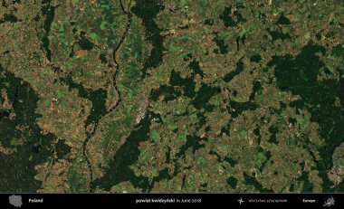 powiat kwidzynski. Copernicus Sentinel 'in Haziran 2018' de çekilmiş uydu görüntüsü üzerine Polonya 'nın idari bölgesi