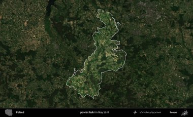 powiat laski. Polonya 'nın idari alanı, Mayıs 2018' de çekilen Kopernik Nöbetçi karolarından oluşan koyu renkli bir uydu görüntüsüyle vurgulandı ve özetlendi