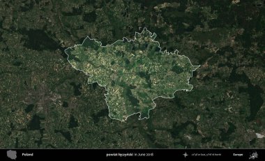 powiat leczynski. Polonya 'nın idari alanı, Haziran 2018' de çekilen Kopernik Nöbetçi karolarından oluşan koyu renkli bir uydu görüntüsüyle vurgulandı ve özetlendi