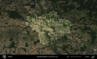 powiat leczynski. Polonya 'nın idari alanı, Eylül 2020' de çekilen Kopernik Nöbetçi karolarından oluşan koyu renkli bir uydu görüntüsü üzerine vurgulandı ve özetlendi