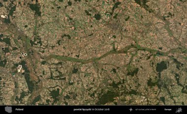 powiat leczycki. Polonya 'nın idari bölgesi, Ekim 2018' de çekilen Kopernik Sentinel karolarından oluşan bir uydu görüntüsü üzerine kurulmuştur.