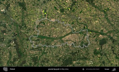 powiat leczycki. Mayıs 2024 'te çekilen Kopernik Nöbetçi karolarından oluşan bir uydu görüntüsünde Polonya' nın idari bölgesinin ana hatları belirlendi