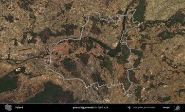 Powiat Lejyononowski. Polonya 'nın idari bölgesini, Nisan 2018' de çekilen Kopernik Nöbetçi karolarından oluşan bir uydu görüntüsüne göre özetledik.