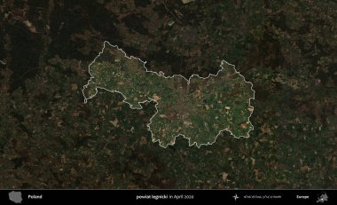 powiat legnicki. Polonya 'nın idari alanı, Nisan 2020' de çekilen Kopernik Nöbetçi karolarından oluşan koyu renkli bir uydu görüntüsü üzerine vurgulandı ve özetlendi