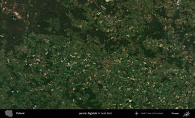 powiat legnicki. Copernicus Sentinel 'in Haziran 2021' de çekilmiş uydu görüntüsü üzerine Polonya 'nın idari bölgesi