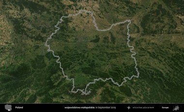 wojewodz2 malopolskie. Eylül 2019 'da çekilen Kopernik Nöbetçi karolarından oluşan bir uydu görüntüsü üzerine Polonya' nın idari bölgesinin ana hatlarını çizdim.