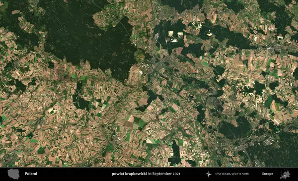 powiat krapkowicki. Copernicus Sentinel 'in Eylül 2021' de çekilen uydu görüntüsü üzerine Polonya 'nın idari bölgesi
