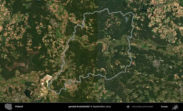 powiat krosnienski. Eylül 2024 'te çekilen Kopernik Nöbetçi karolarından oluşan bir uydu görüntüsünde Polonya' nın idari bölgesinin ana hatları belirlendi