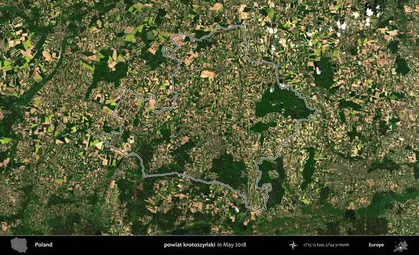 powiat krotoszynski. Mayıs 2018 'de çekilen Kopernik Nöbetçi karolarından oluşan bir uydu görüntüsü üzerine Polonya' nın idari bölgesinin ana hatlarını belirledik.