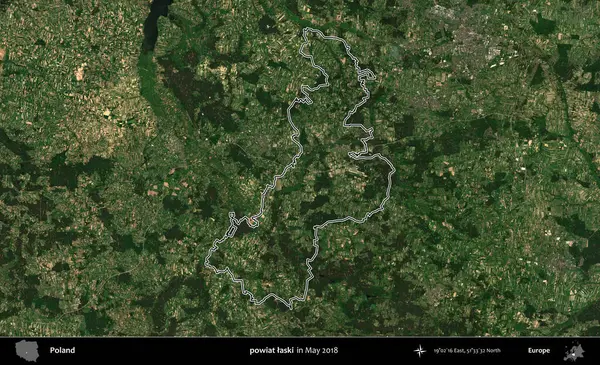 powiat laski. Mayıs 2018 'de çekilen Kopernik Nöbetçi karolarından oluşan bir uydu görüntüsü üzerine Polonya' nın idari bölgesinin ana hatlarını belirledik.