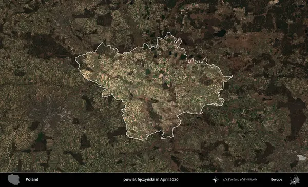 powiat leczynski. Polonya 'nın idari alanı, Nisan 2020' de çekilen Kopernik Nöbetçi karolarından oluşan koyu renkli bir uydu görüntüsü üzerine vurgulandı ve özetlendi