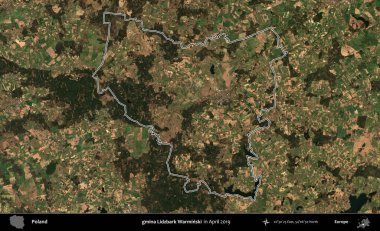 gmina Lidzbark Warminski. Polonya 'nın idari bölgesini Nisan 2019' da çekilen Kopernik Nöbetçi karolarından oluşan bir uydu görüntüsüne göre özetledik.