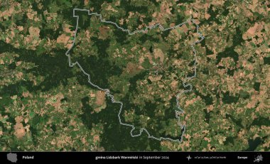 gmina Lidzbark Warminski. Eylül 2024 'te çekilen Kopernik Nöbetçi karolarından oluşan bir uydu görüntüsünde Polonya' nın idari bölgesinin ana hatları belirlendi