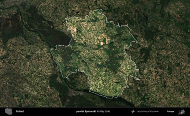 powiat lipnowski. Polonya 'nın idari alanı, Mayıs 2016' da çekilen Kopernik Nöbetçi karolarından oluşan koyu renkli bir uydu görüntüsü üzerine vurgulandı ve özetlendi