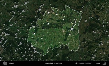 powiat lipski. Polonya 'nın idari alanı, Haziran 2018' de çekilen Kopernik Nöbetçi karolarından oluşan koyu renkli bir uydu görüntüsüyle vurgulandı ve özetlendi