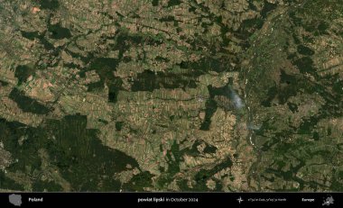 powiat lipski. Polonya 'nın idari bölgesi, Kopernik Sentinel' in Ekim 2024 'te çekilmiş uydu görüntüsü üzerine kurulmuştur.